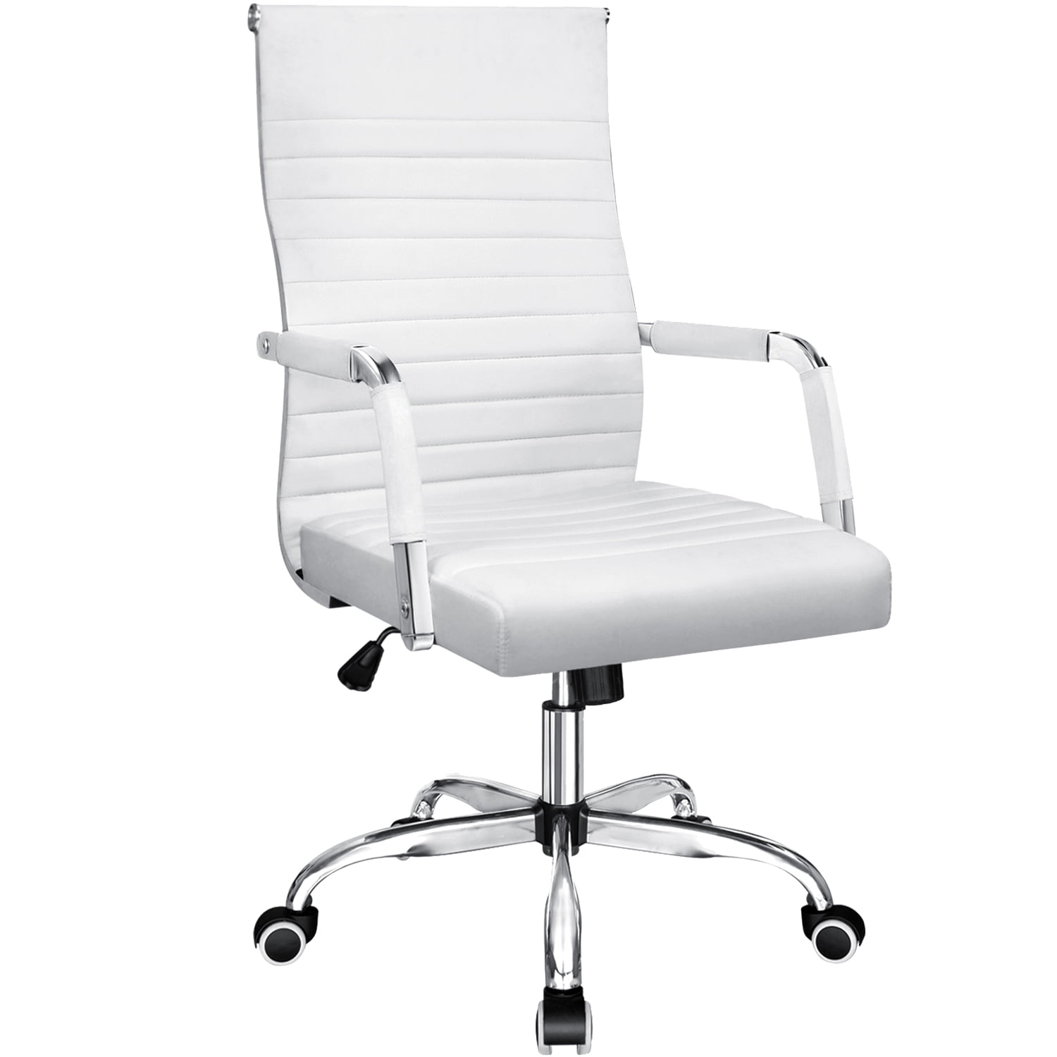 Mid-Back Black and White Leather Executive Swivel Office Chair 