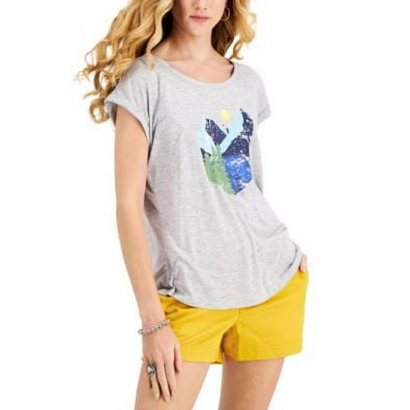 MSRP $30 Style & Co Women Great Outdoors Graphic-Print T-Shirt Gray Size 2XL