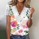 thumbnail image 1 of ICHUANYI Clearance Women Fashion Summer Sexy Fold Printed Regular Women Short Sleeves V Neck Button Top(Hot Pink, L) ICHUANYI WER2023080912579, 1 of 5