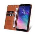 thumbnail image 5 of Flip Phone Case for Samsung Galaxy A6 Plus 2018, Kickstand and 2 Card Slots, Shockproof and Scratch Resistant, Brown, 5 of 15