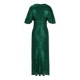 thumbnail image 5 of Cavosen Plus Size Dresses for Wedding Guest V Neck Long Sleeve Maxi Evening Gowns Sequins Solid Tassel Ball Dress Elegant Wedding Guest Cocktail Party Dress, 5 of 7