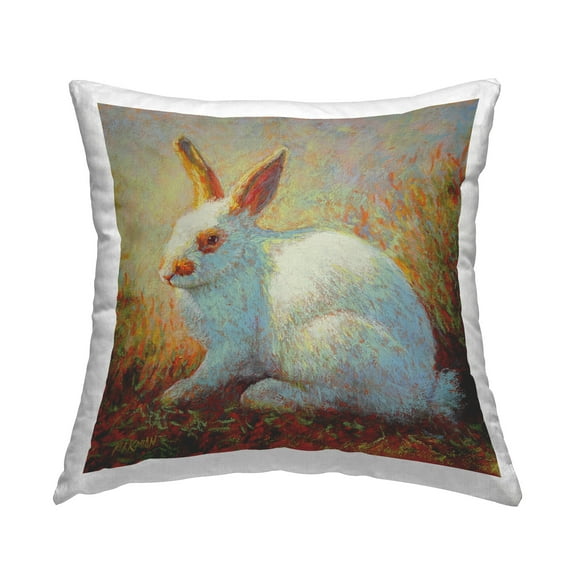 Stupell Industries Impressionist White Rabbit Decorative Printed Throw Pillow Design by Rita Kirkman