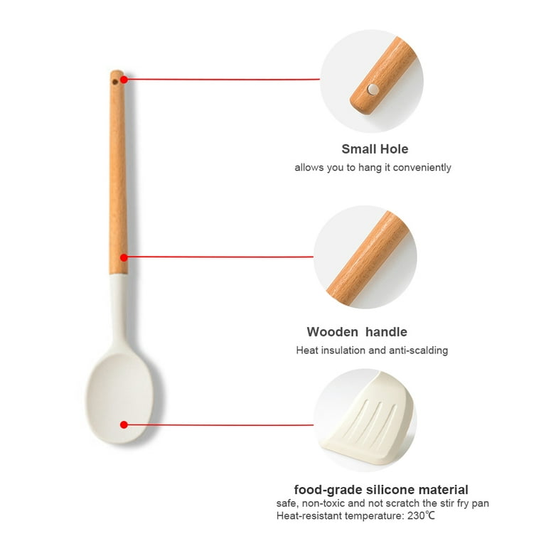 Large Silicone Cooking Utensils Set - Heat Resistant Silicone Kitchen  Utensils for Cooking w Wooden …See more Large Silicone Cooking Utensils Set  