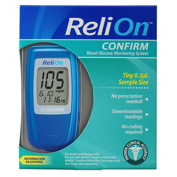 ReliOn Confirm Blood Glucose Monitor, Blue