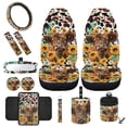 thumbnail image 2 of Jeiento Highland Cow Front Car Seat Covers with Armrest Mat Sunflower Steering Wheel Cover Seatbelt Strap Pad Trash Can Air Vent Pouch Cup Holders Rearview Mirror Cover Keychain, Set of 12, 2 of 7