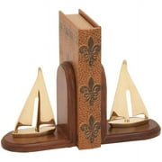 Brass and Wood Sailboat Bookends