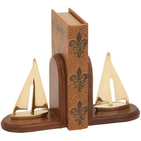 Brass and Wood Sailboat Bookends
