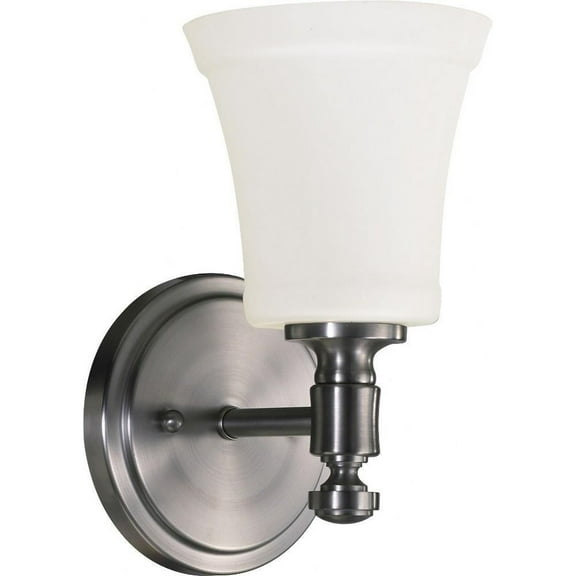 1 Light Wall Mount with Satin Opal Glass-9 inches H By 5.13 inches W-Satin Nickel Finish-Satin Opal Glass Color Bailey Street Home 183-Bel-2534758