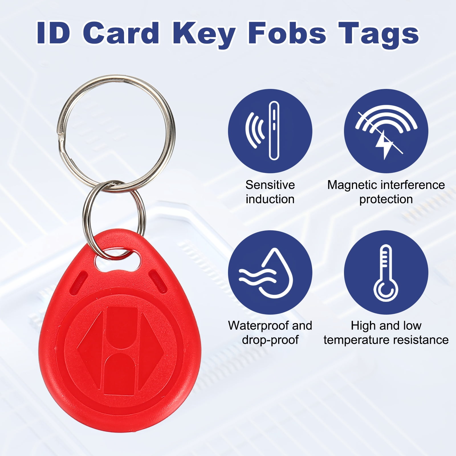 Uxcell 125kHz T5577 RFID Key Fob Tag, (Red) (30pcs), Writable Rewritable Smart Key Fobs Tags Blank Clone IC Card Key Classic 1K, Suit for - Entry Access Control Systems