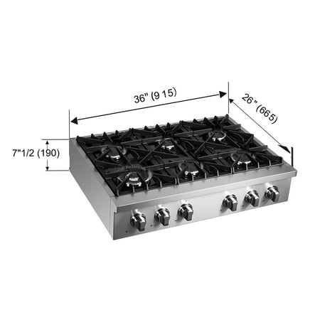 Forno Appliances - Cossato 36" Built-In Gas Cooktop with 6 Sealed Burners and LP Conversion Kit