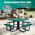 thumbnail image 4 of AwayHome 46" Outdoor Expanded Metal Square Picnic Table with 4 Benches & Umbrella Hole,Patio Table Set in All-Weather,Durable and dirt resistant,Green, 4 of 7
