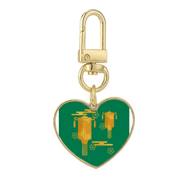 streamer antique s light artware Gold Heart Keychain Metal Keyring Holder