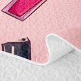 thumbnail image 5 of Castle Fairy Cartoon Lipstick Nail Polish Print Quilt King,Cute Blush Makeup Brush Pattern King Coverlet Set,Pink Black, 5 of 7