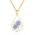 thumbnail image 1 of Forget-me-not and wild carrot flower pressed wildflower necklace | teardrop pendant necklace | gold plated pressed flower necklace | handmade necklace, 1 of 4
