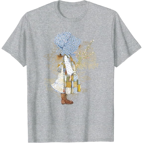 Sam Soft Holly Hobbie County Girl Holding Flowers Sweet Vintage T-Shirt Unisex Cotton Tee, Full Size S-5XL