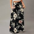 thumbnail image 2 of LWavelet Hibiscus Print Maxi Skirt with Side Pockets Women Tropical Style Daily Casual Flowy Bottoms Black M, 2 of 5
