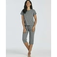 thumbnail image 6 of Real Essentials 2 Pack: Women's Cotton Pajamas Short Sleeve Tops and Capri Pants Pajama Sets with Pockets (Available In Plus), 6 of 6