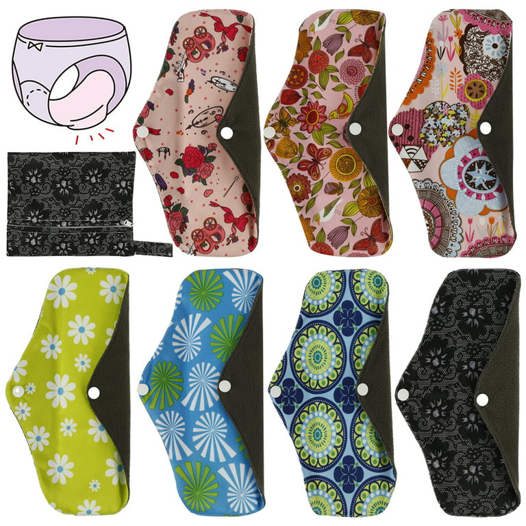 7pcs Aunt Pad Large Sanitary Pad Washable Period Pads Cloth Menstrual Pad  Washable Mama Cloth Charcoal Pad Maternity Mother Fiber Mat The Inner Layer