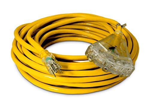15-ft 14/3 Heavy Duty 3-Outlet Lighted SJTW Indoor/Outdoor Extension Cord by Watts Wire Yellow 15 14-Gauge Grounded 15-Amp Three-Prong Power-Cord 15 foot 14-Awg