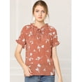 thumbnail image 2 of INSPIRE CHIC Top De Blusa Campesina De Manga Corta Con Volantes Y Cuello Con Lazo Floral Para Mujer Coral S, 2 of 6