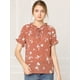 thumbnail image 2 of INSPIRE CHIC Top De Blusa Campesina De Manga Corta Con Volantes Y Cuello Con Lazo Floral Para Mujer Coral S, 2 of 6