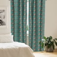 thumbnail image 2 of Ambesonne Brown and Blue Window Curtains, Retro Curly Leaves, Each 28" W x 63" L, Turquoise Umber, 2 of 4