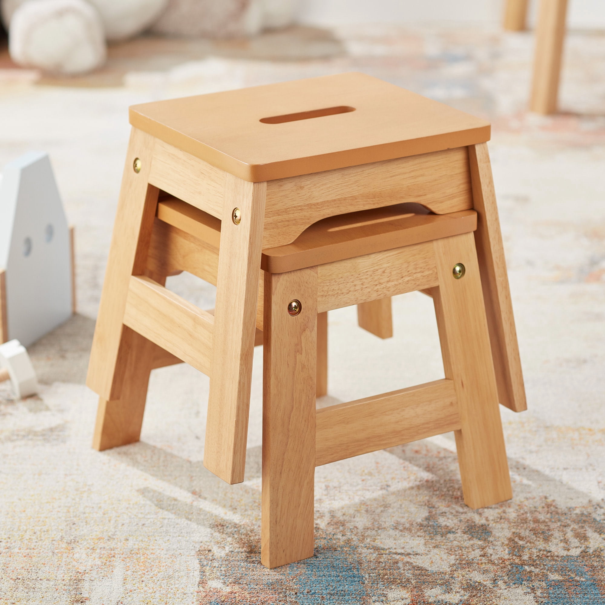 Melissa & Doug Wooden Stools, Multicolor, 2 Count