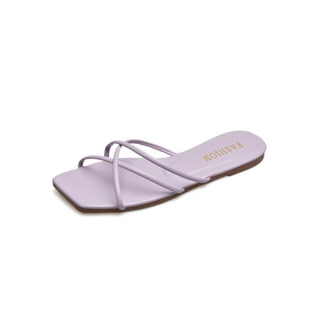 

Gomelly Women s Flat Sandals Beach Slides Summer Sandal Comfortable Slippers Womens Ladies Purple 7.5