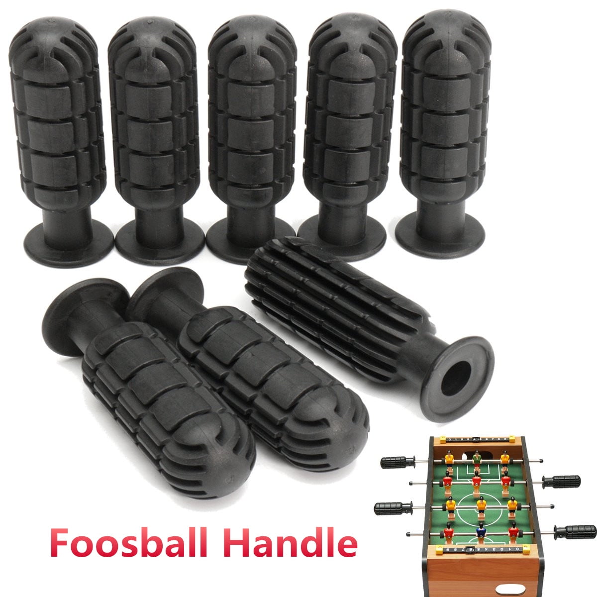 Set of 8pcs Soccer Foosball Tables Football Black Rod Rubber Grip