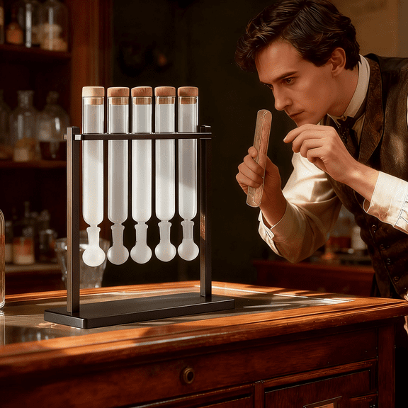 Cigar Flavor Injector Humidifier, Clear Cigar Infuser Glass Tube Kit with Handmade Wooden Base, Cigar Flavor Infuser Tube, Aromatherapy Conservation Humidors for Adult Cigar Enthusiasts