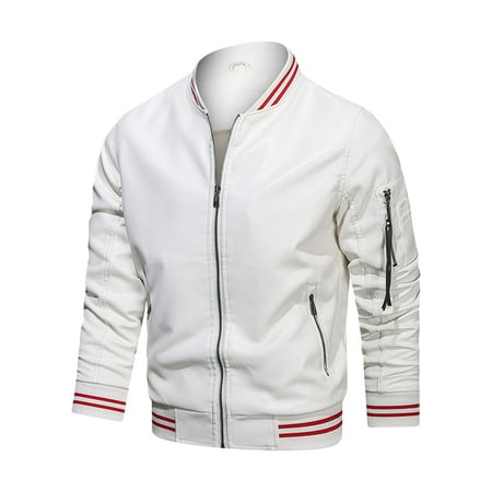 HSMQHJWE Hunting Jacket For Men Farming Jacket Men S Leisure Blouse Zipper Pocket Stand Collar Leather Coat Jacket Top 3Xl Mens Jacket