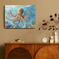 thumbnail image 4 of ZFLMY Octopus Canvas Wall Art Underwater Life Painting Nautical Marine Life Coral Picture Frame Artwork For Bathroom Bedroom Living Room Wall Decoration 16x12in, 4 of 6