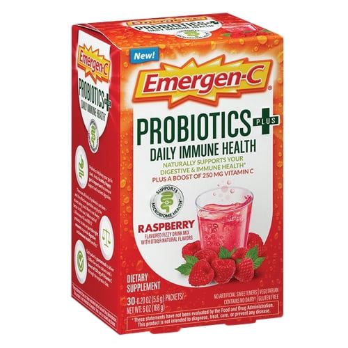 Emergen C Probiotics Plus Raspberry Flavor packets, 30 Ea, 2 Pack