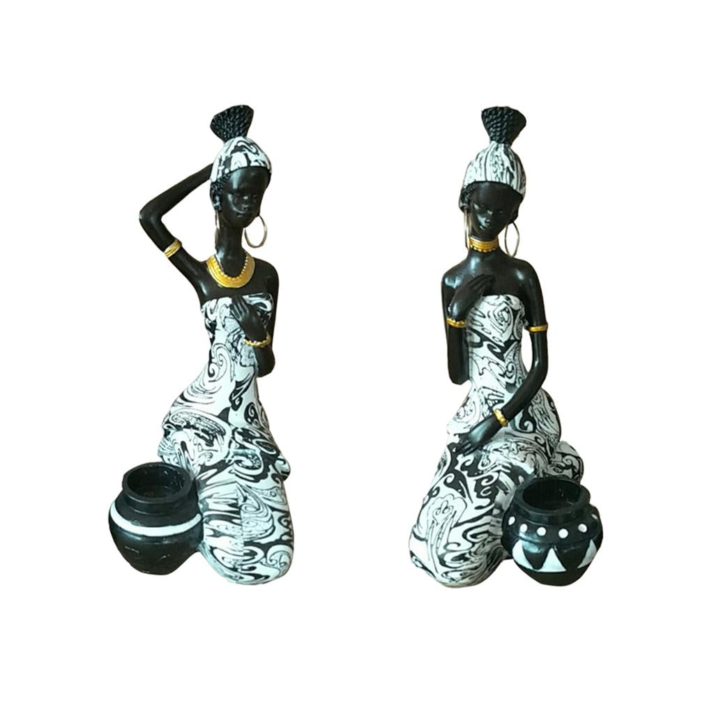 Candle Holder Figurine African Sculptures Desk Candlestick Holder