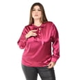thumbnail image 1 of Blusa de satin con lazo Roman Fashion Tallas Extras 5101 Vino 36, 1 of 6