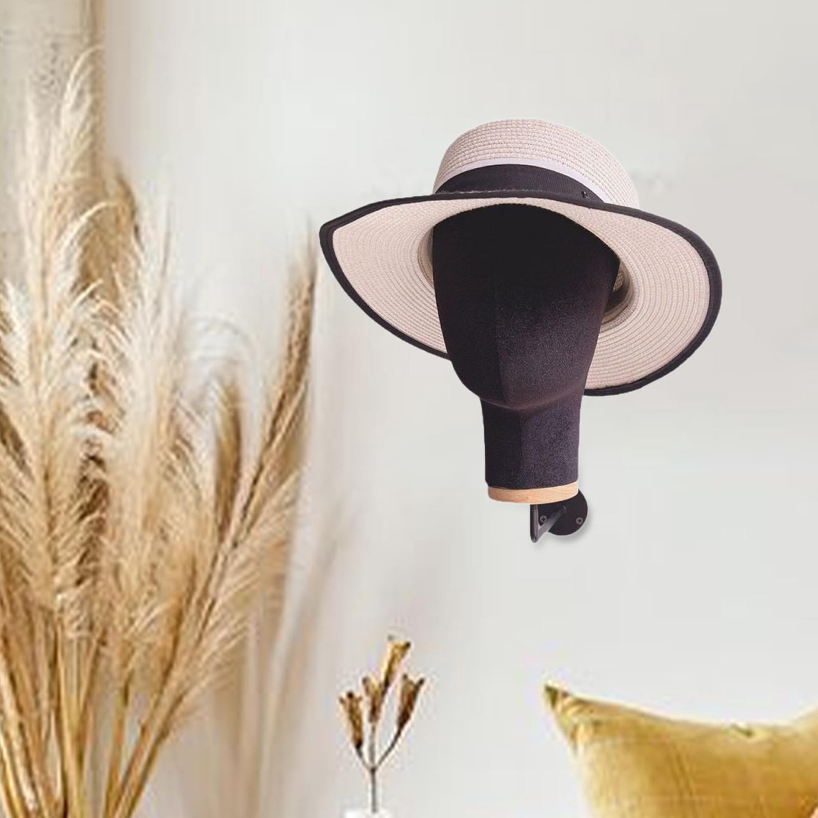 Serenable Mannequin Head, Wall Mount Stand Sturdy Wall Hat Rack, Fashion Lightweight Manikin Head Holder for Home Shopping Mall Black
