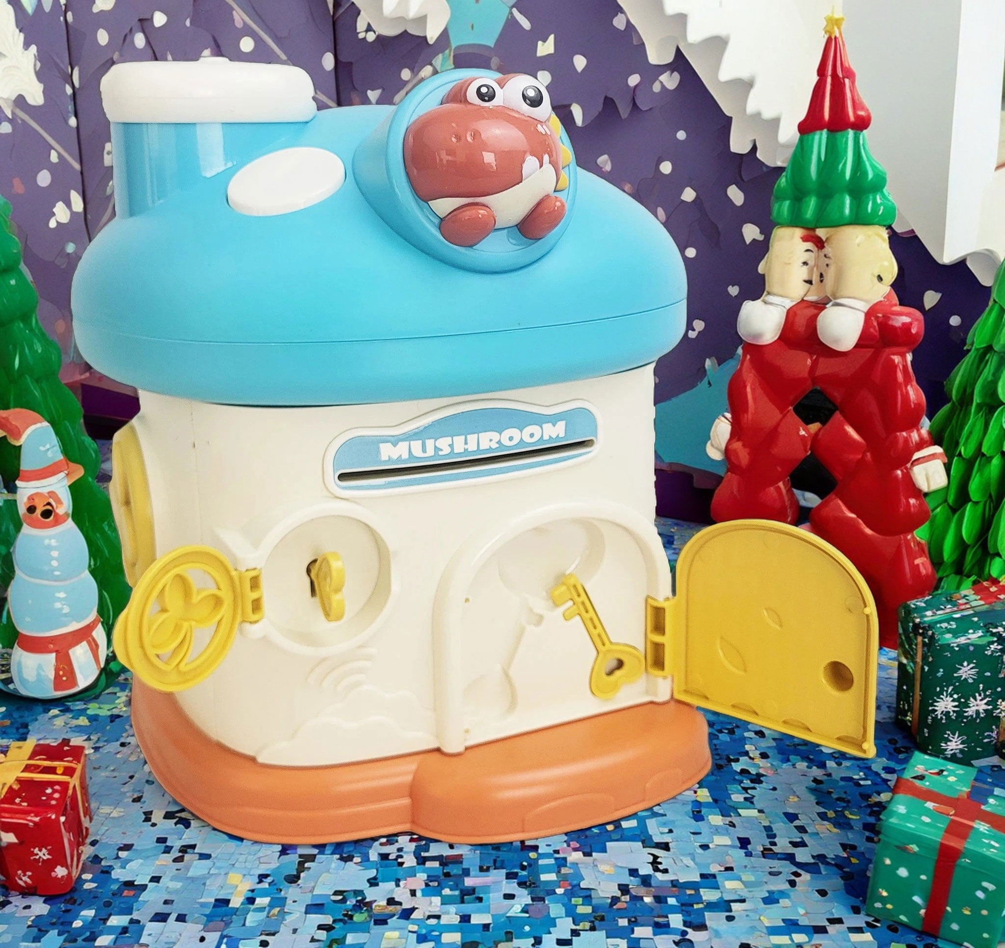 Whimsical Mushroom House Piggy Bank with Secure Lock & 2 Keys – Fun & Educational Savings Toy for Kids​