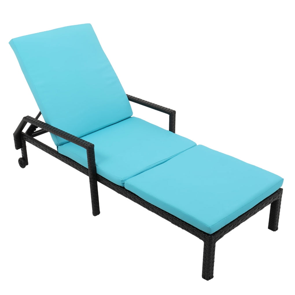 Lounge Bed Smooth Wheels Chaise Lounge Adjustable Cotton Sun Lounger