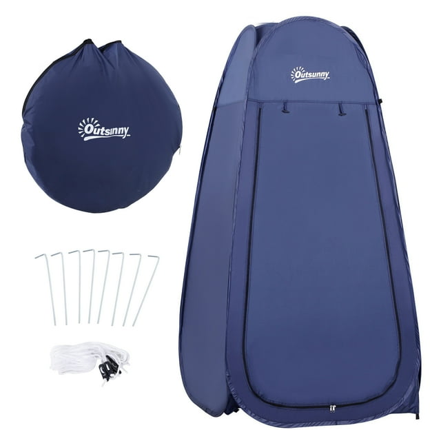 Outsunny Tente de Douche Pop-Up pour Camping et Plage en Plein Air, Bleu Marine