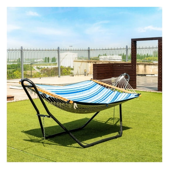 Hammock Stand with Hooks, Heavy Duty Steel Frame - Indoor Outdoor Hanging Chair Stand, Adjustable 9-10.5ft, Portable & Durable