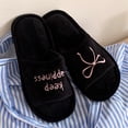 thumbnail image 7 of ZELAND Women's Ins-Style Plush Slide Slippers - Trendy English Lettering Faux Fur House Shoes, Soft Flat Sole Indoor Floor Mules, Lightweight Autumn Winter Warm Bedroom Slides for Ladies & Teens, 7 of 7