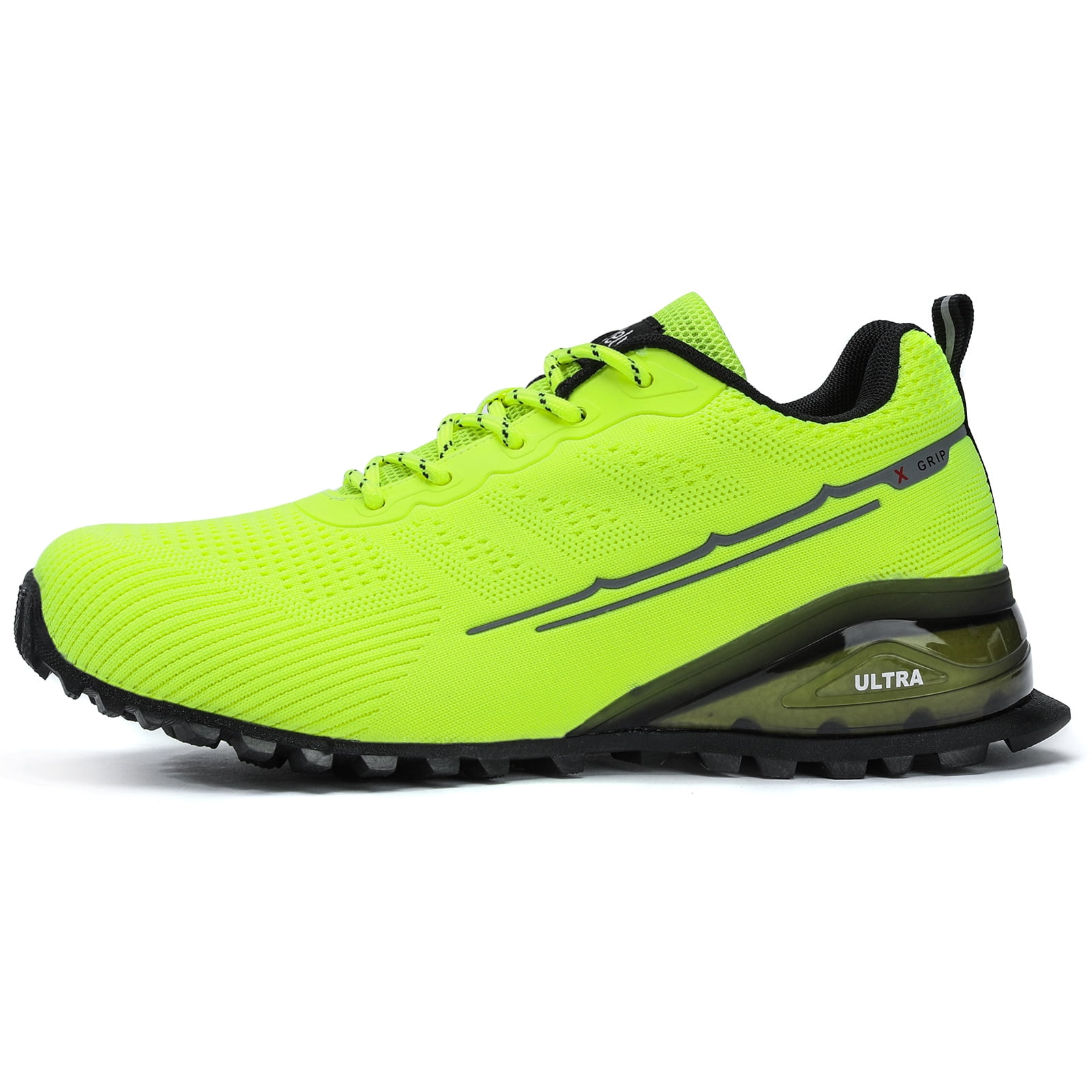Kricely Men's Trail Running Shoes Fashion Walking Hiking Sneakers for Men Tennis Cross Training Shoe Outdoor Snearker Mens Casual Workout Footwear Fluorescent Green Size 10.5