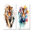 thumbnail image 2 of Designart "Watercolor Portrait of a Tiger I" Animals Tiger Wall Art Set Of 2 - Children's Art Brown Gallery Wall Set For Home Decor, 2 of 6