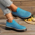 thumbnail image 3 of Loafers for Women Knit Mesh Rhinestone Platform Lug Sole Casual Slip on Walking Shoes Comfortable Dressy Flat Shoes Blue Size 7, 3 of 8