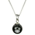 thumbnail image 3 of Sterling Silver Chain Necklace Stud Post Dark Grey Simulated Pearl Made with Swarovski Crystals 20", 3 of 4