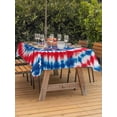 thumbnail image 3 of Outdoor Tablecloth with Umbrella Hole for Patio/Picnic/Party/Camping, Blue Red Tie-dye Waterproof Table Cloth Rectangle Table Cover Washable, Vintage American Stars Abstract Art (60"x 84"), 3 of 8