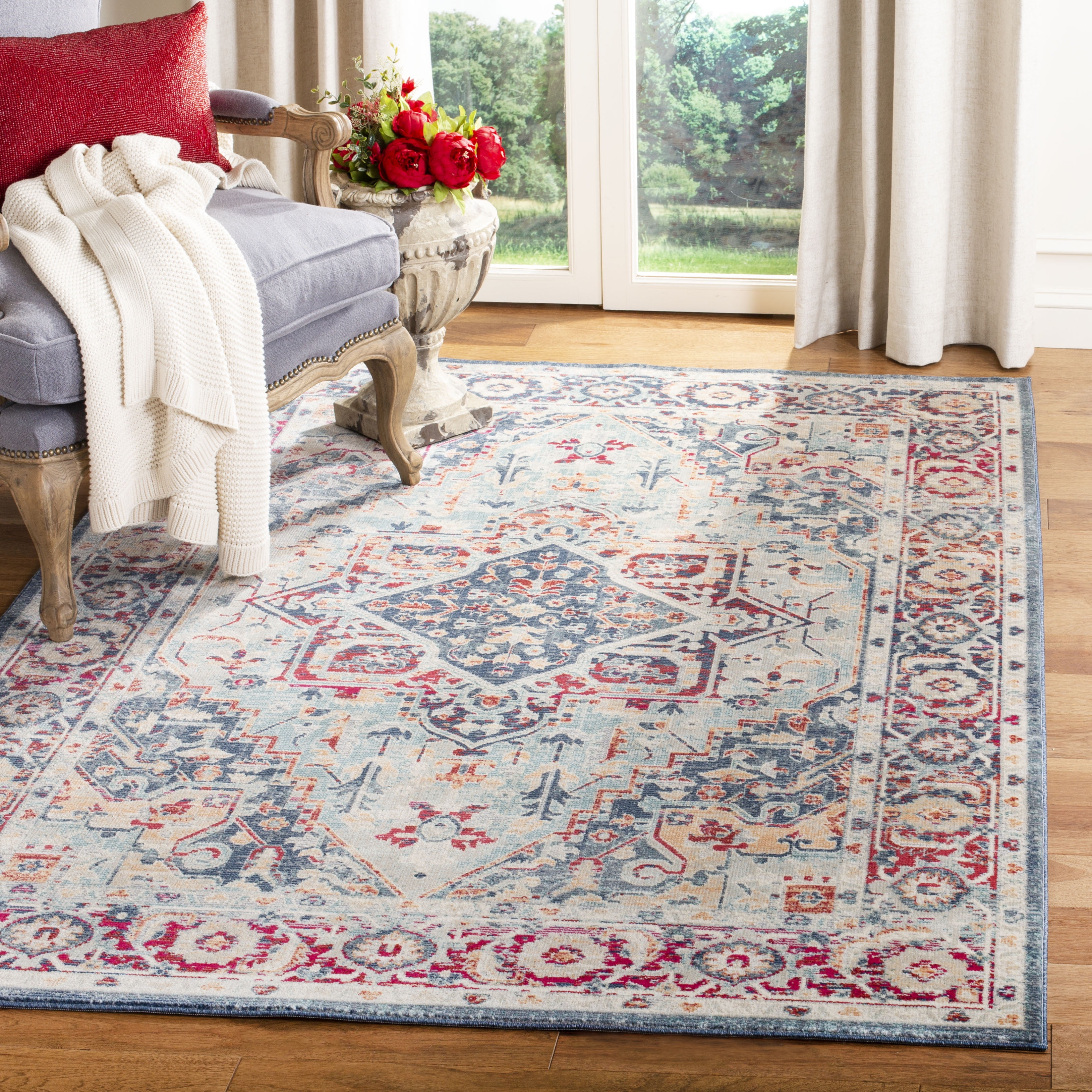 Safavieh Merlot Connie Floral Bordered Area Rug