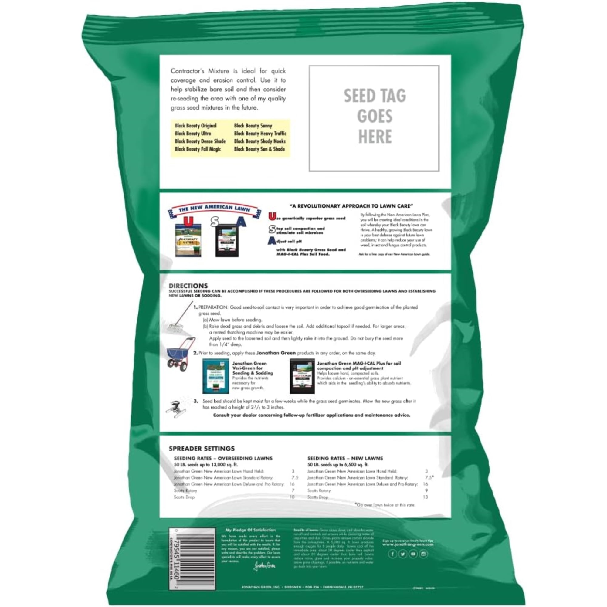 Jonathan Green 50 Lb. 6500 Sq. Ft. Coverage Sun & Moderate Shade Grass Seed