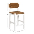 thumbnail image 2 of Creative Co-Op Willowbrook Solid Wood and Natural Woven Seagrass Rope Counter Height Bar Stool, Matte White Finish, 2 of 4