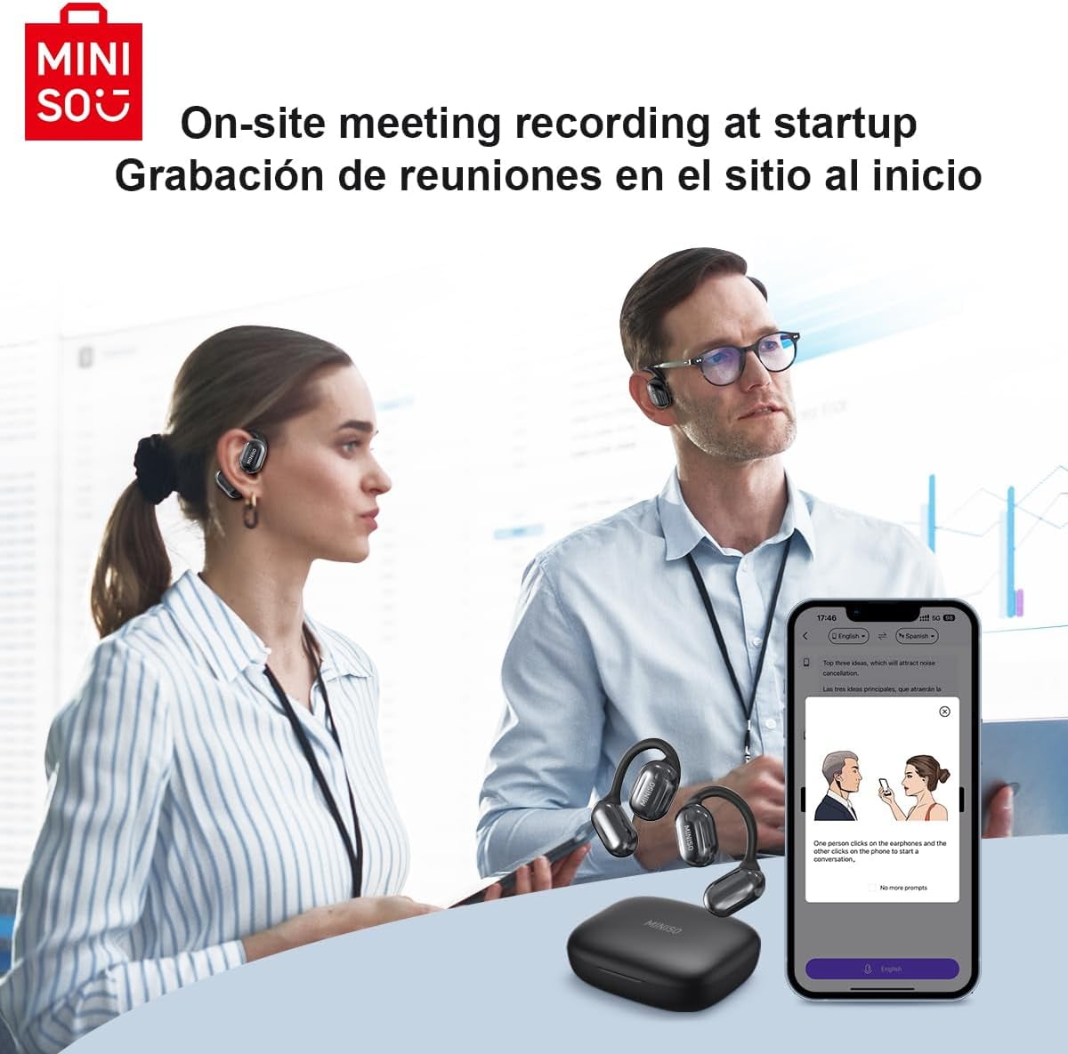 MINISO Translation Headphones Support 135 Languages Real Time Bluetooth 5.4 Translation